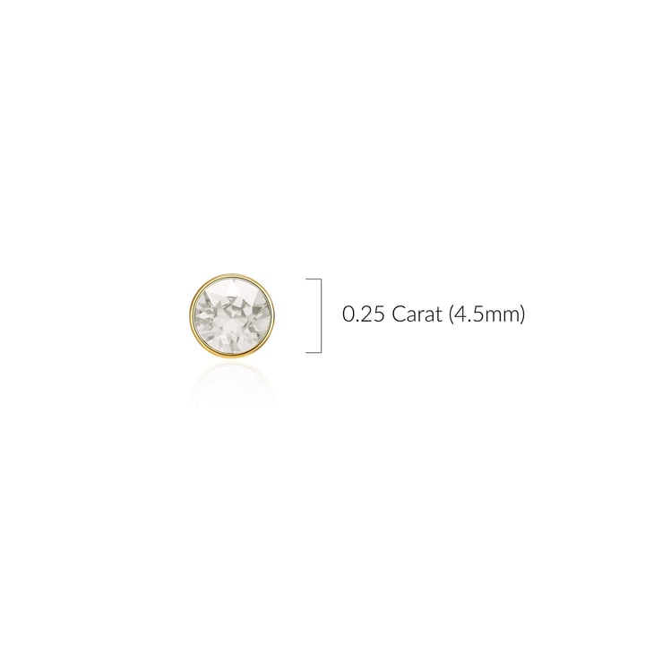 Signature Stud Earrings with Carat Silver Shade Swarovski Crystals 3 Sizes Gold Plated