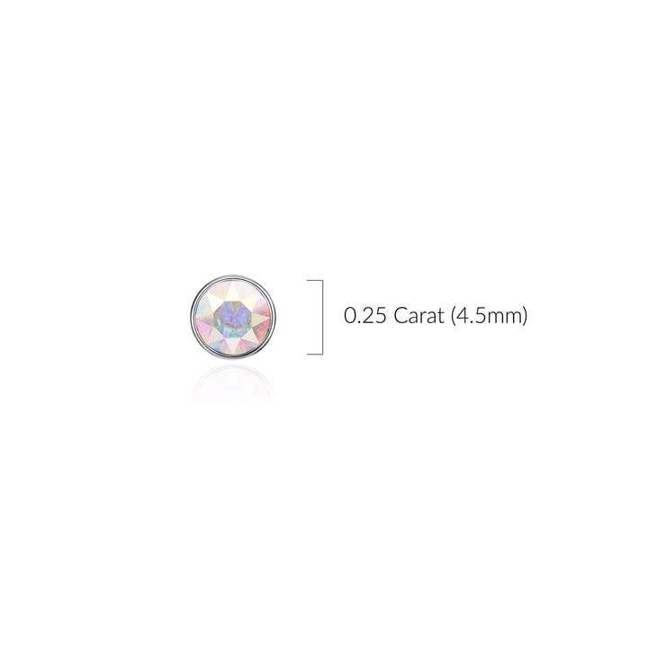 Signature Stud Earrings with Carat Aurore Boreale Swarovski Crystals 3 Sizes Rhodium Plated