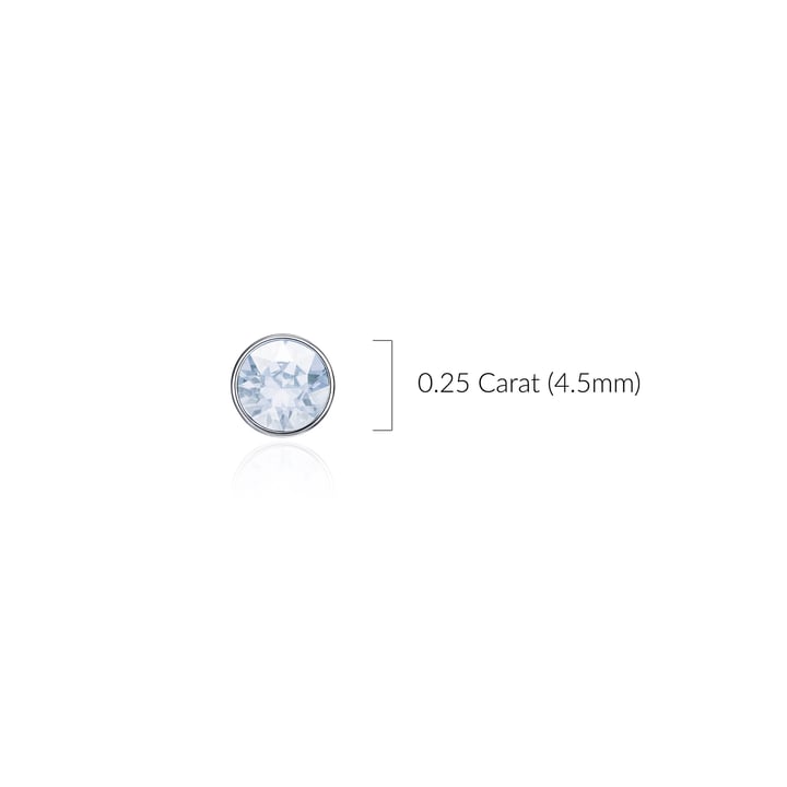 Signature Stud Earrings with Carat Blue Shade Swarovski Crystals 3 Sizes Rhodium Plated