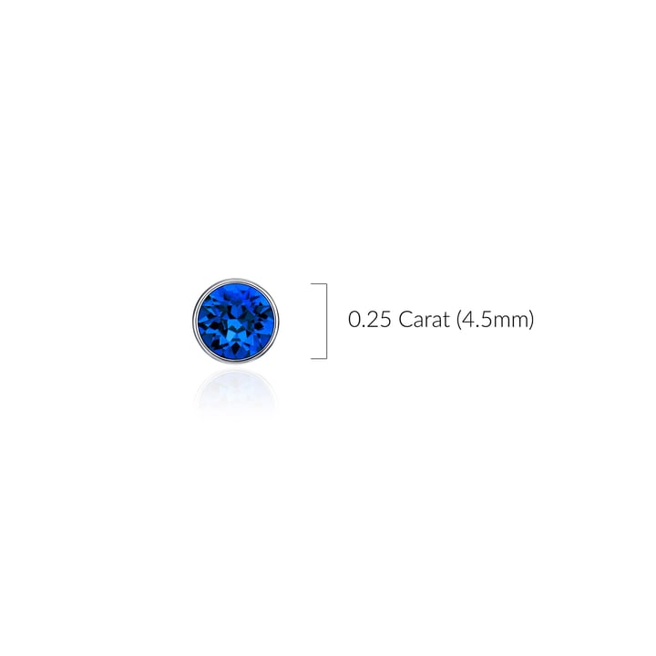 Signature Stud Earrings with Carat Capri Blue Swarovski Crystals 3 Sizes Rhodium Plated