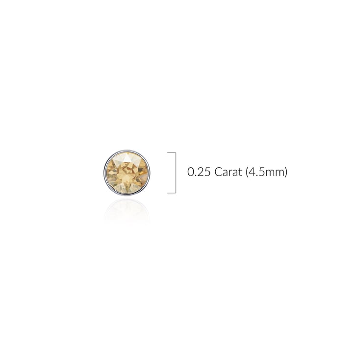 Signature Stud Earrings with Carat Golden Shadow Swarovski Crystals 3 Sizes Rhodium Plated