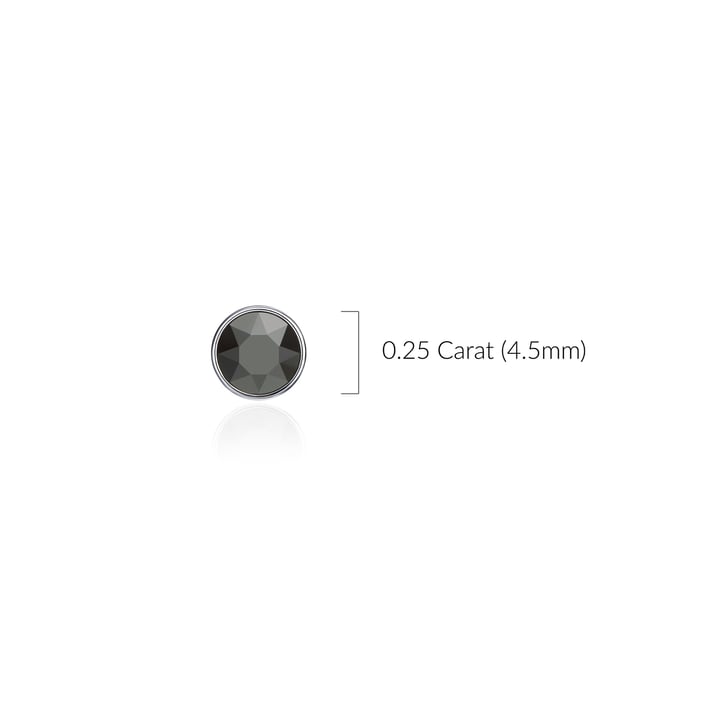 Signature Stud Earrings with Carat Jet Hematite Swarovski Crystals 3 Sizes Rhodium Plated
