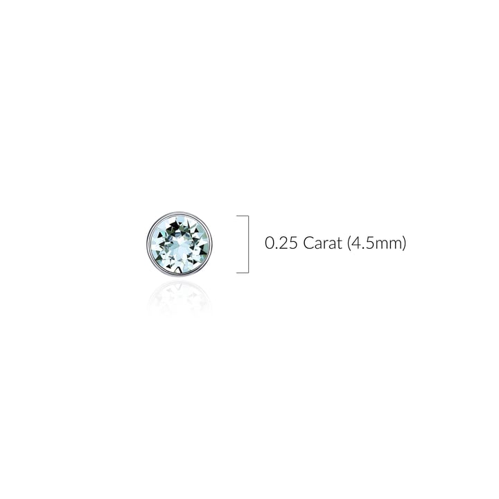 Signature Stud Earrings with Carat Light Azore Swarovski Crystals 3 Sizes Rhodium Plated