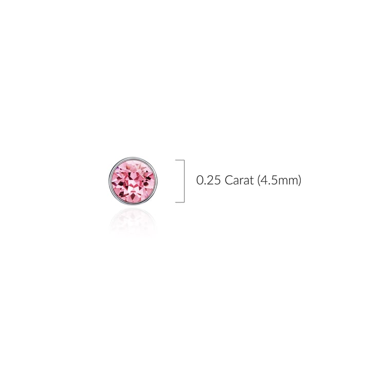 Signature Stud Earrings with Carat Light Rose Swarovski Crystals 3 Sizes Rhodium Plated