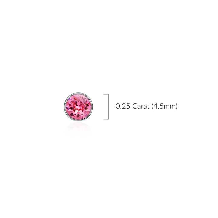 Signature Stud Earrings with Carat Rose Swarovski Crystals 3 Sizes Rhodium Plated