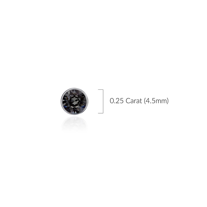 Signature Stud Earrings with Carat Silver Night Swarovski Crystals 3 Sizes Rhodium Plated