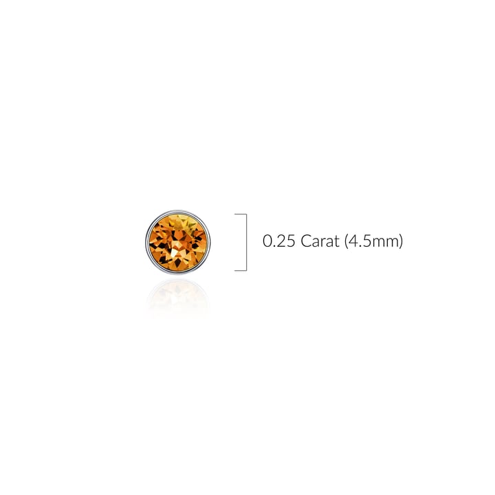 Signature Stud Earrings with Carat Topaz Swarovski Crystals 3 Sizes Rhodium Plated
