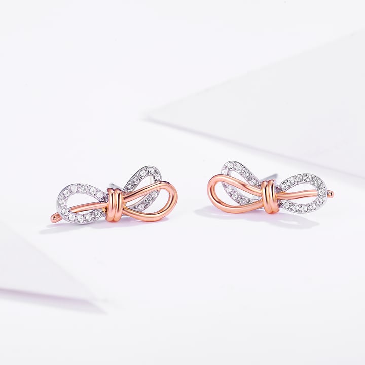 Wonderbow Dualtone Earrings with Swarovski Crystals