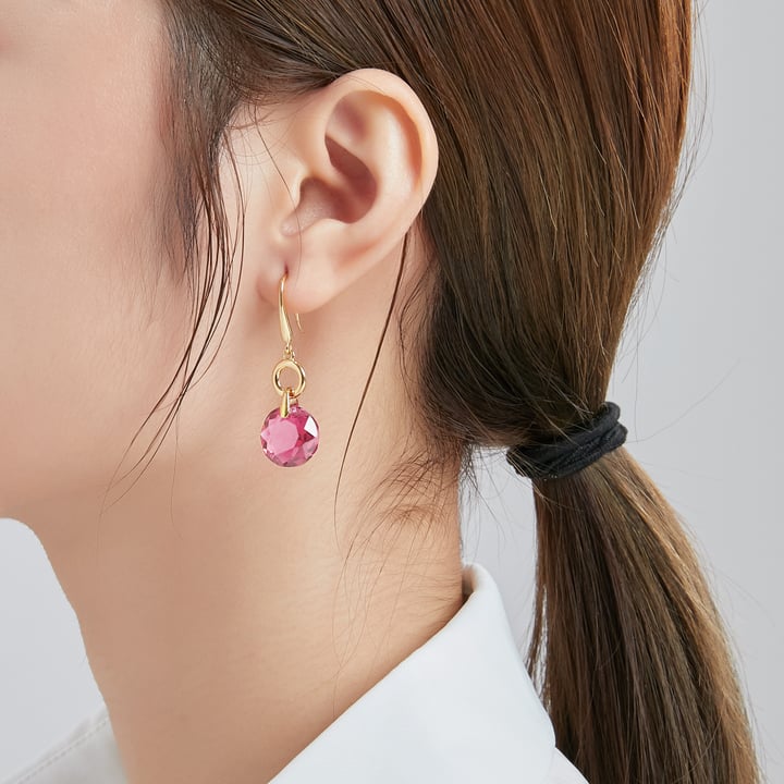Bella O Drop Earrings with Rose Crystals Gold Plated
