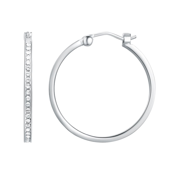 Eternity Mix Carrier Hoop Earrings 26mm Clear Crystal Rhodium Plated