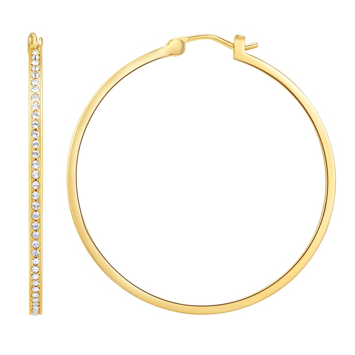 Eternity Mix Carrier Hoop Earrings 39mm Clear Crystal Gold Plated
