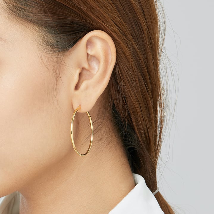 Minimal Mix Carrier Hoop Earrings 39mm Gold Plated