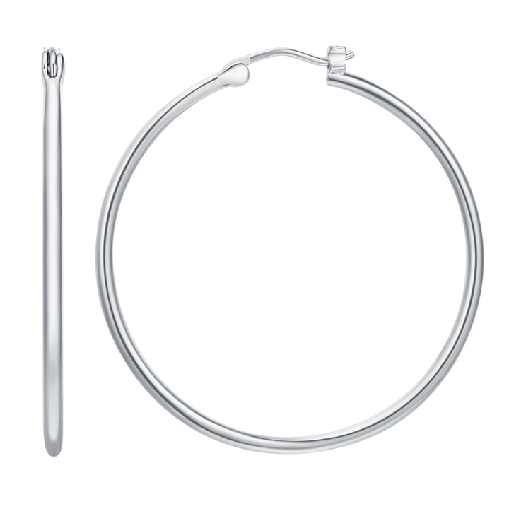 Minimal Mix Carrier Hoop Earrings 39mm Rhodium Plated