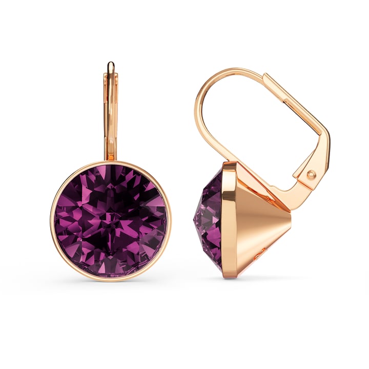 Bella Earrings 6 Carat Drop Earrings Amethyst Crystals Rose Gold Plated