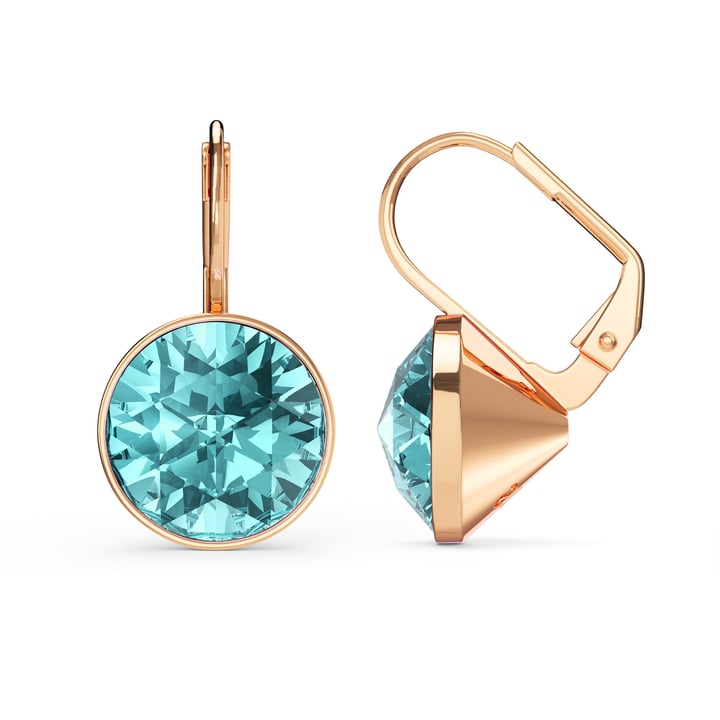 Bella Earrings 6 Carat Drop Earrings Light Turquoise Crystals Rose Gold Plated