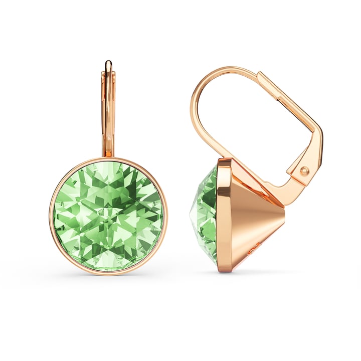 Bella Earrings 6 Carat Drop Earrings Peridot Crystals Rose Gold Plated