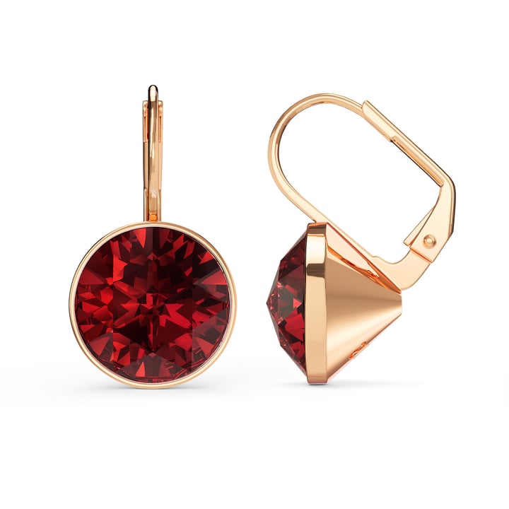 Bella Earrings 6 Carat Drop Earrings Ruby Crystals Rose Gold Plated