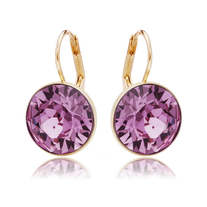 MYJS Bella Earrings with 6 carat Antique Pink Crystals Gold Plated