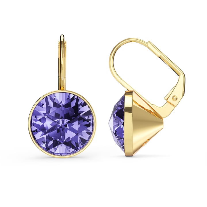 Bella Earrings 6 Carat Drop Earrings Tanzanite Crystals Gold Plated