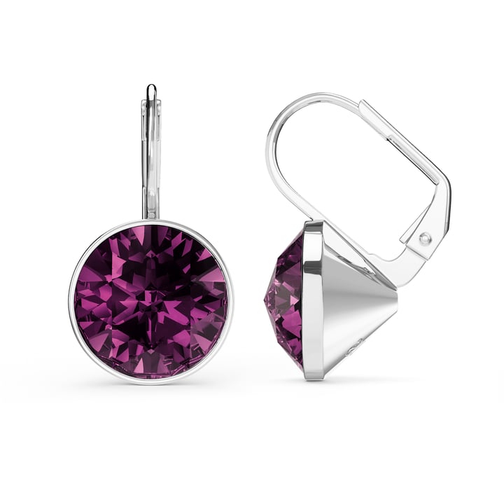 Bella Earrings 6 Carat Drop Earrings Amethyst Crystals Rhodium Plated