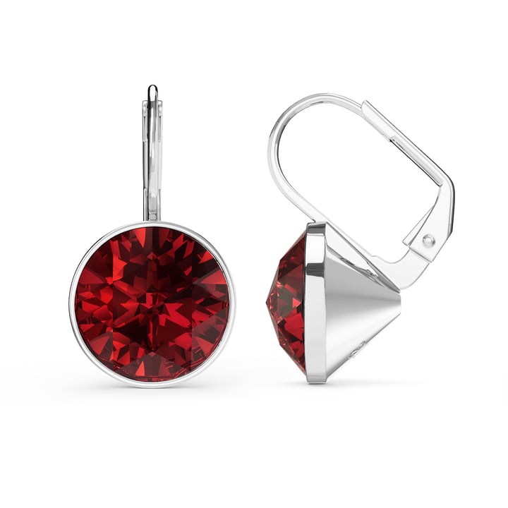 Bella Earrings 6 Carat Drop Earrings Ruby Crystals Rhodium Plated