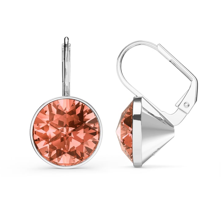 Bella Earrings 6 Carat Drop Earrings Rose Peach Crystals Rhodium Plated