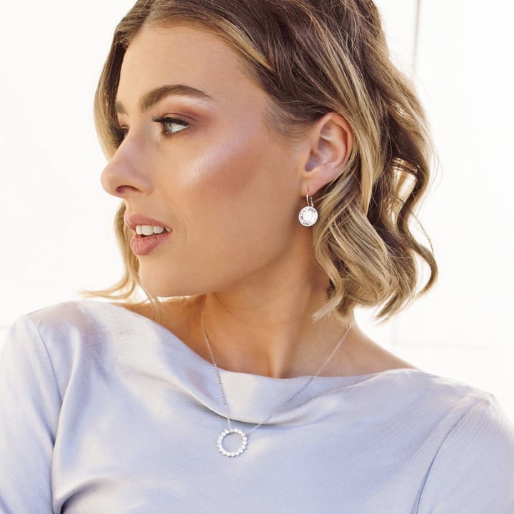 Bella Earrings 6 Carat Drop Earrings Crystal Silver Shade Crystals Rhodium Plated