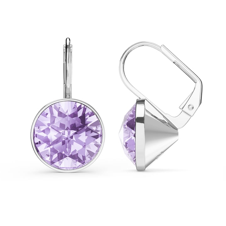 Bella Earrings 6 Carat Drop Earrings Violet Crystals Rhodium Plated