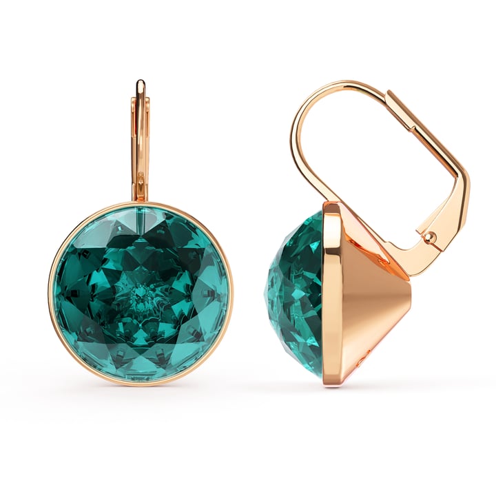 Bella Earrings 10 Carat Drop Earrings Blue Zircon Crystals Rose Gold Plated