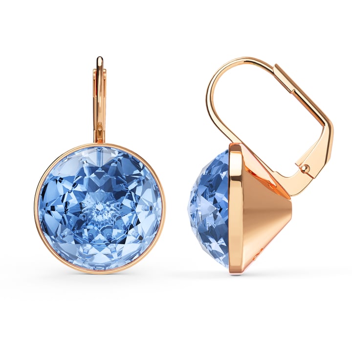 Bella Earrings 10 Carat Drop Earrings Light Sapphire Crystals Rose Gold Plated