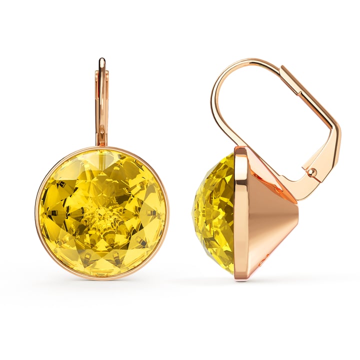 Bella Earrings 10 Carat Drop Earrings Light Topaz Crystals Rose Gold Plated