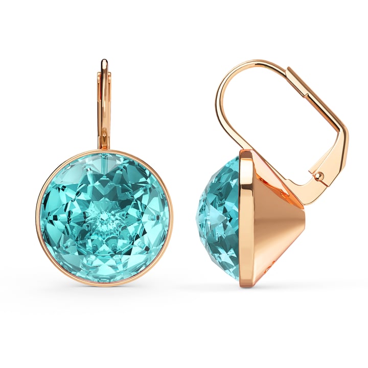 Bella Earrings 10 Carat Drop Earrings Light Turquoise Crystals Rose Gold Plated