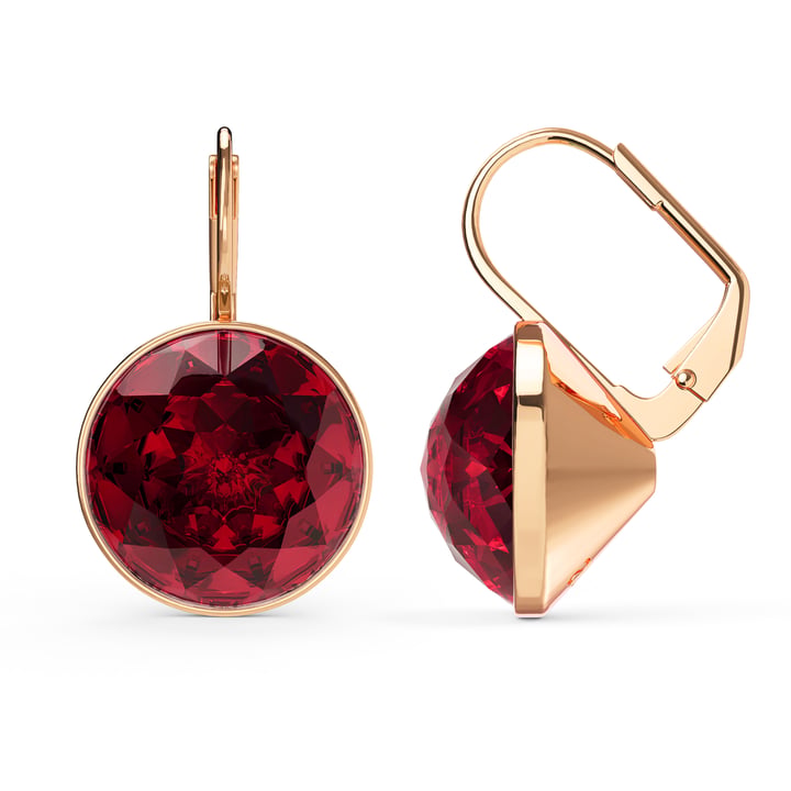 Bella Earrings 10 Carat Drop Earrings Ruby Crystals Rose Gold Plated