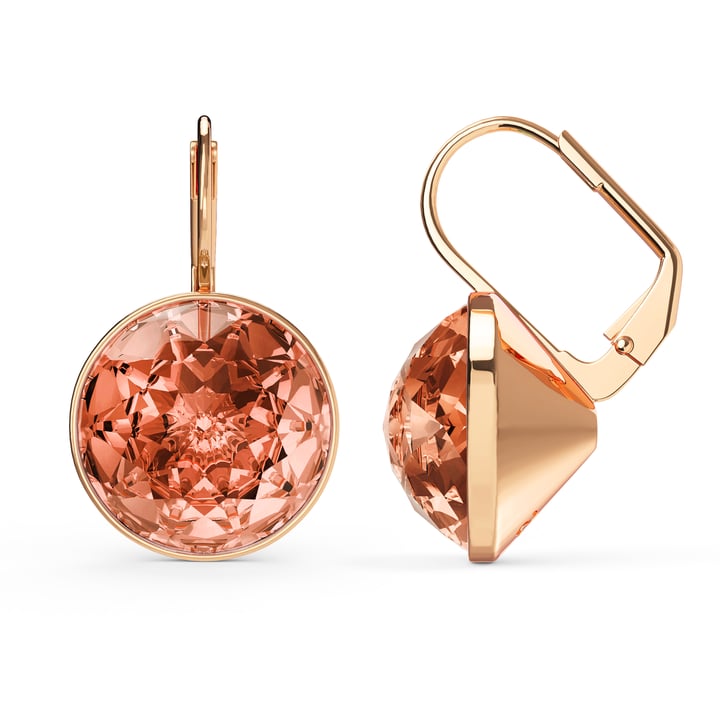 Bella Earrings 10 Carat Drop Earrings Rose Peach Crystals Rose Gold Plated