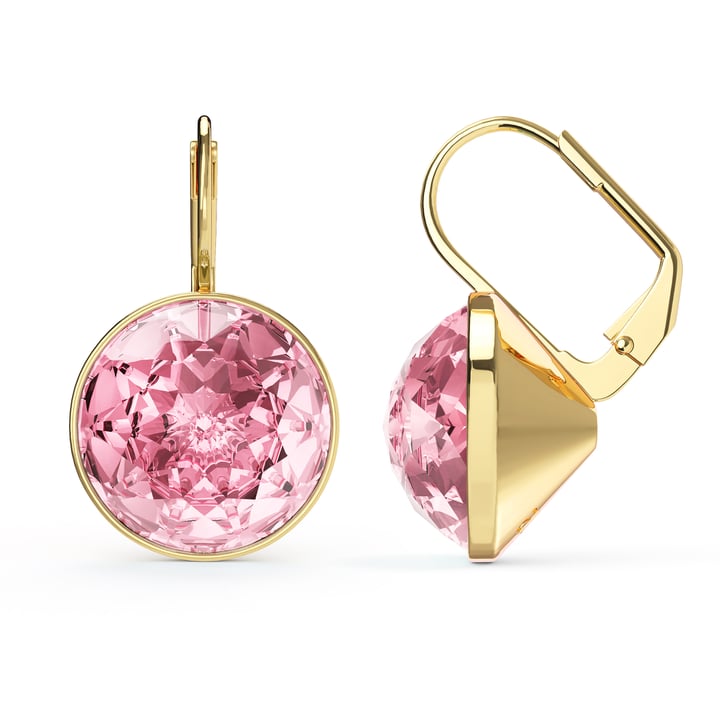 Bella Earrings 10 Carat Drop Earrings Light Rose Crystals Gold Plated