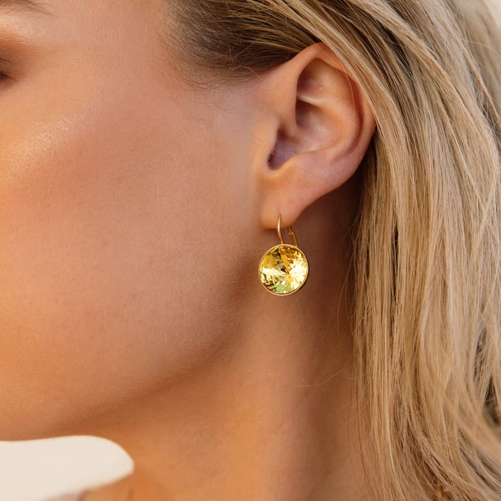 Bella Earrings 10 Carat Drop Earrings Light Topaz Crystals Gold Plated