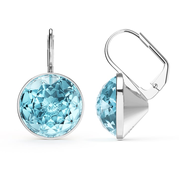 Bella Earrings 10 Carat Drop Earrings Aquamarine Crystals Rhodium Plated