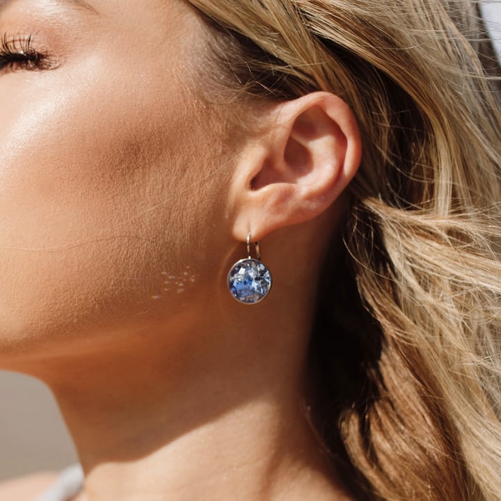 Bella Earrings 10 Carat Drop Earrings Light Sapphire Crystals Rhodium Plated