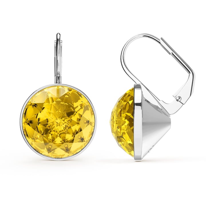 Bella Earrings 10 Carat Drop Earrings Light Topaz Crystals Rhodium Plated