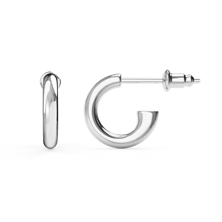 Basics Mix Hoop Carrier Earrings Rhodium Plated