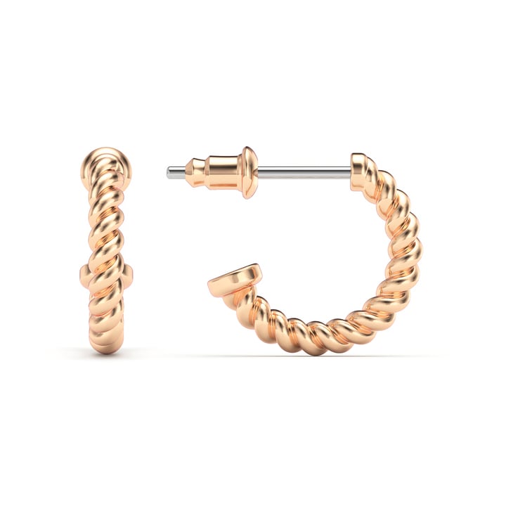 Rope Coil 13mm Mix Hoop Earrings Rose Gold Plated