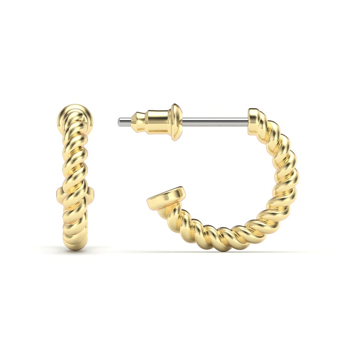 Rope Coil 13mm Mix Hoop Earrings Gold Plated