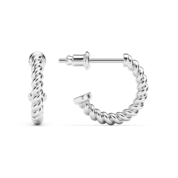 Rope Coil 13mm Mix Hoop Earrings Rhodium Plated