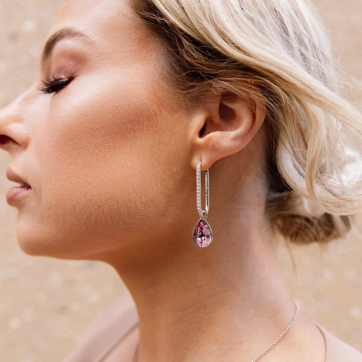 Grand Mix Carrier Earrings 31mm Clear Rhodium Plated