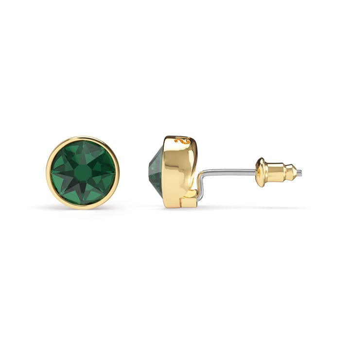 Mix Stud Carrier Earrings Emerald Crystals Gold Plated