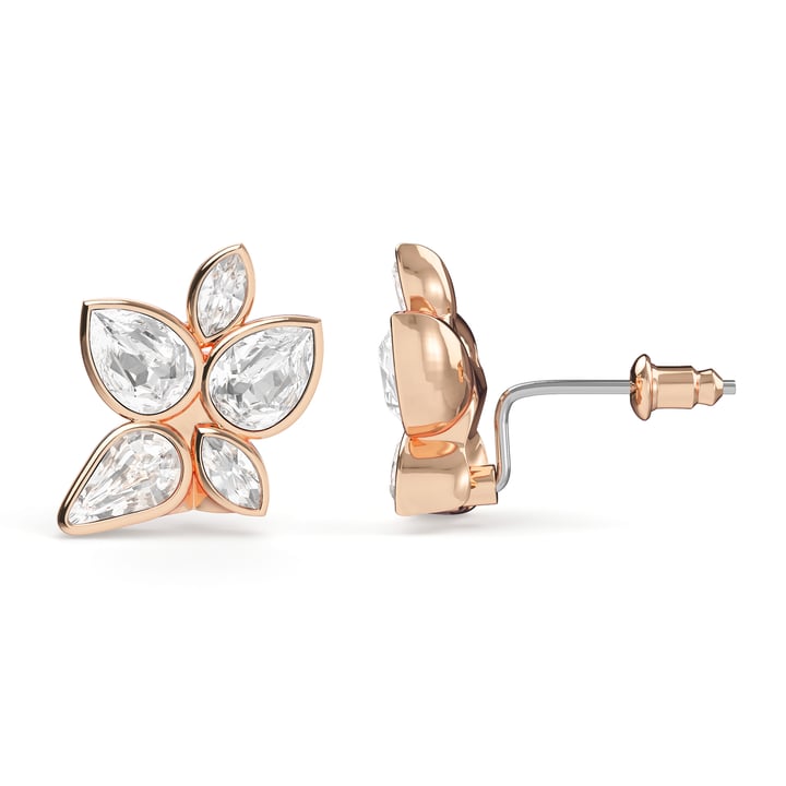 Edna Drop Mix Carrier Earrings Clear Rose Gold Plated