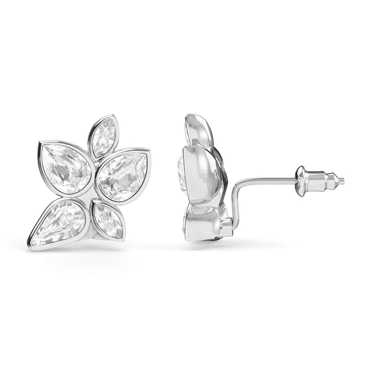 Edna Drop Mix Carrier Earrings Clear Rhodium Plated