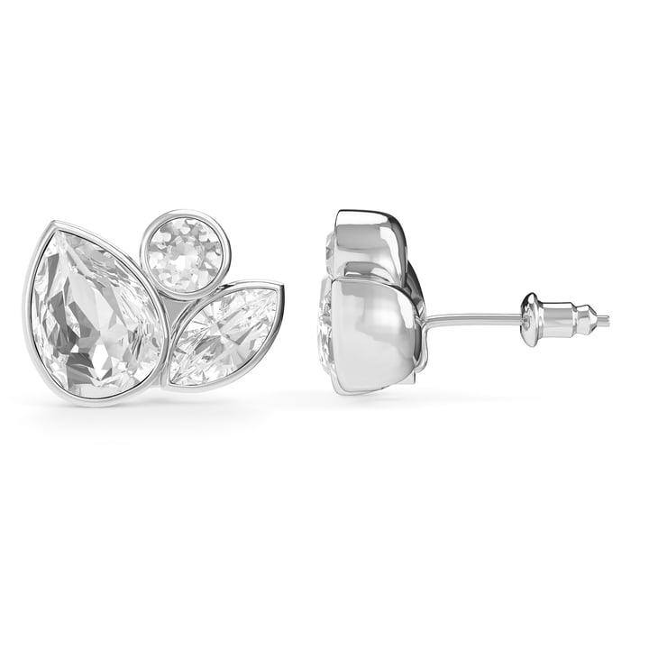 Katia Drop Mix Carrier Earrings Clear Rhodium Plated