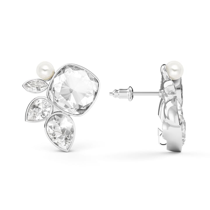 Katelyn Mix Statement Carrier Earrings Clear Rhodium Plated