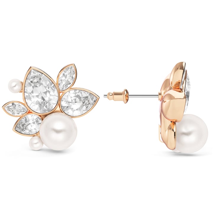 Chloe Mix Statement Carrier Earrings Clear Rose Gold Plated
